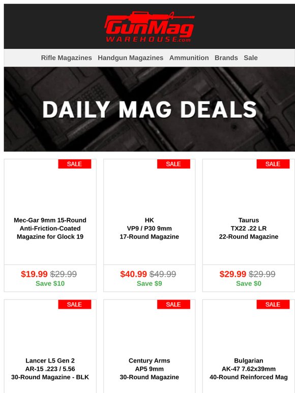 Incredible Prices On The Mags You Want | Mec-Gar 9mm 15-Round AFC Glock 19 Magazine for $19