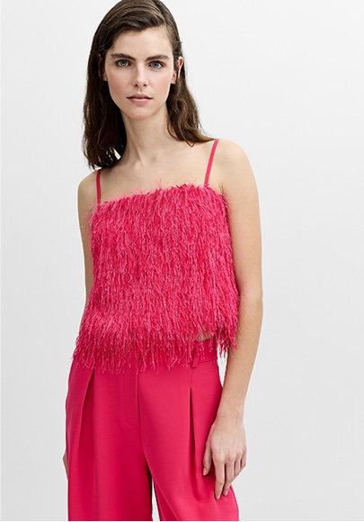 Sonia Textured Strappy Pink Crop Top