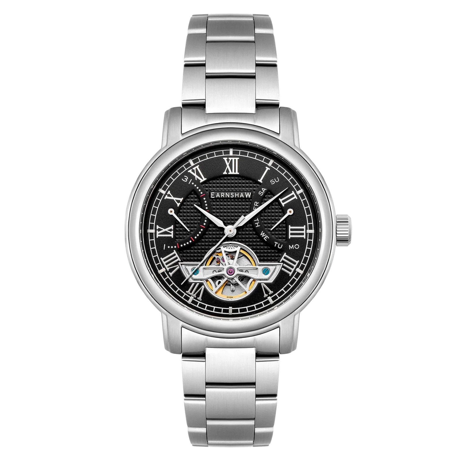 Image of Thomas Earnshaw Men's 43mm Longcase Automatic Double Retrograde Calendar Bracelet Watch