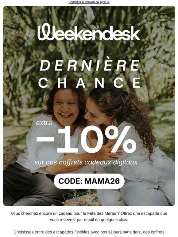 DERNIÈRE CHANCE : -10 % sur les coffrets cadeaux digitaux Fête des Mères