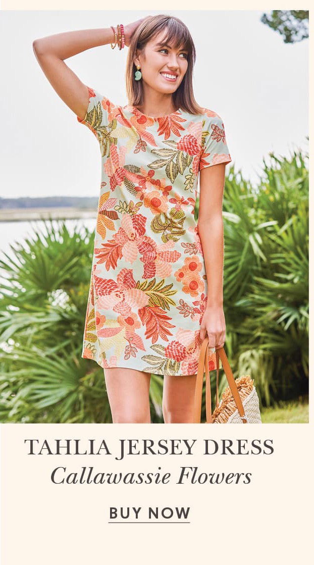 Tahlia Jersey Dress Callawassie Flowers Sea Foam