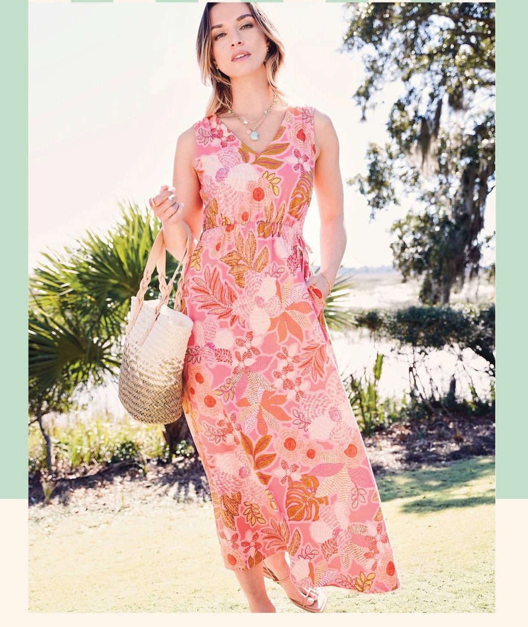 Lenea Maxi Dress Callawassie Flowers Pink