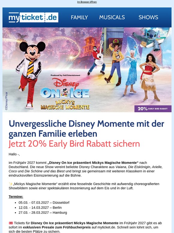 20% Early Bird Rabatt für Disney On Ice