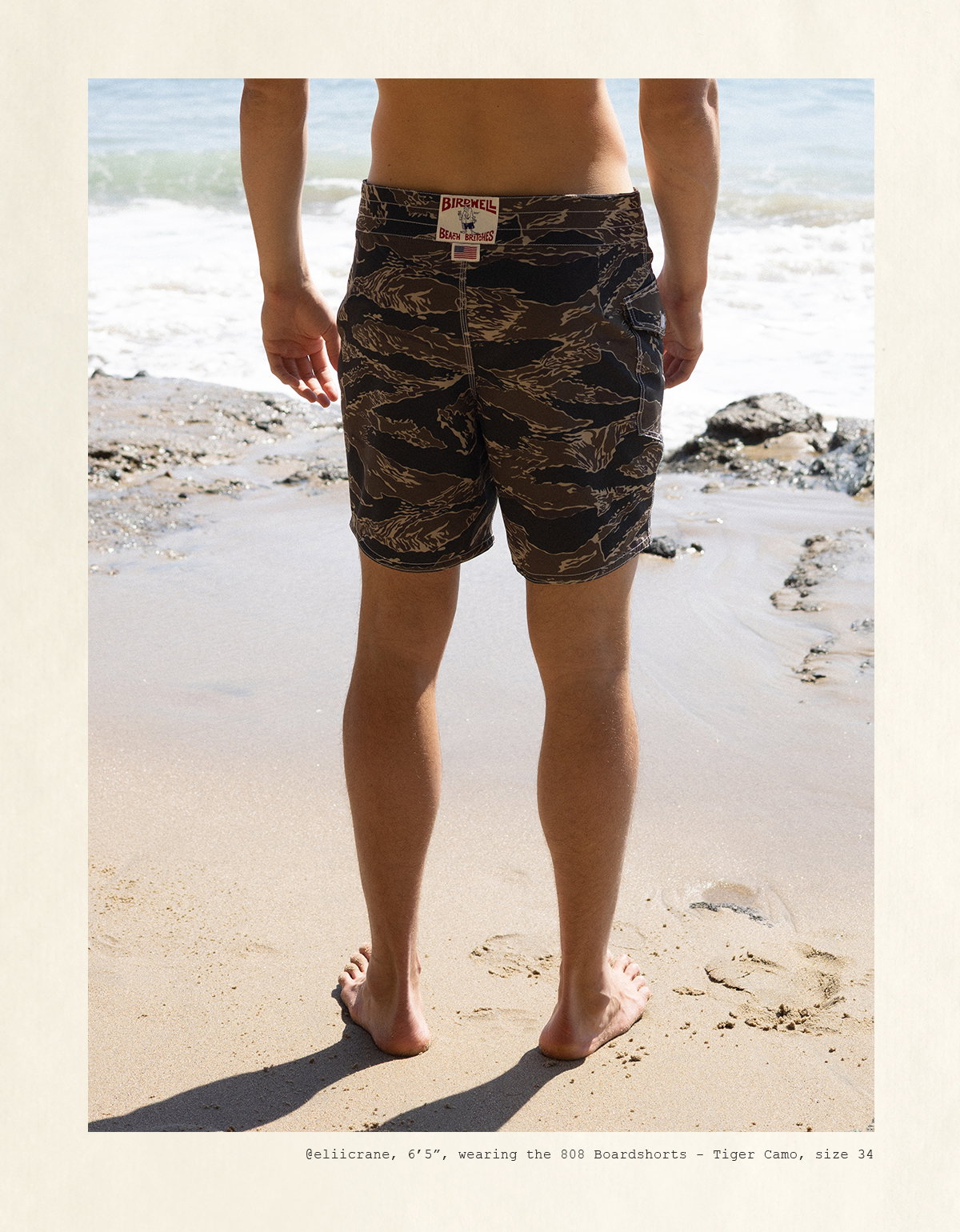 Eli Crane wearing the 808 Boardshorts - Tiger Camo, size 34