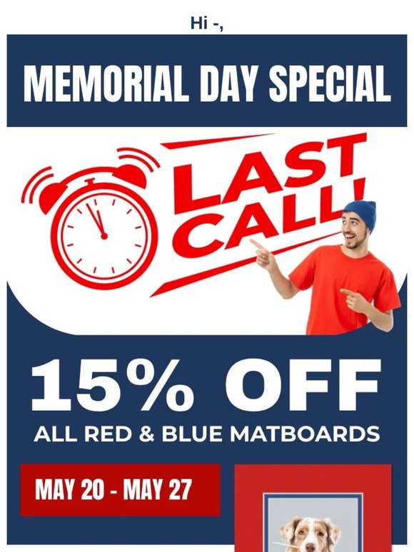 Last Chance: 15% Off Red & Blue Matboards