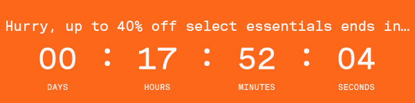 Up To 40% Off Select Essentials Ends Tonight