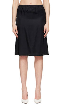Black Satin Midi Skirt