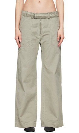 Gray Twill Belt Trousers