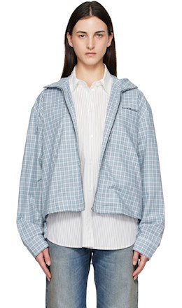 Blue Hooded Check Jacket