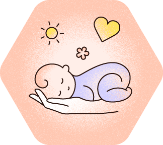 Kategorie Baby & Familie mit Icon eines schlafenden Babys. Button: „Jetzt entdecken“.