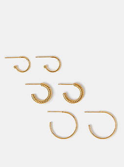 3-Pack Stainless Steel Mix Hoop Earrings