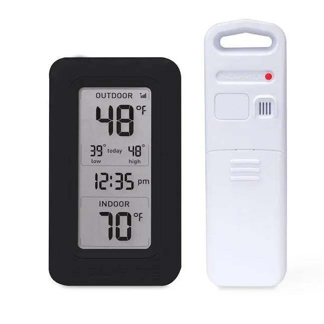Image of AcuRite Digital Thermometer with Indoor/Outdoor Temperature and Time, Black