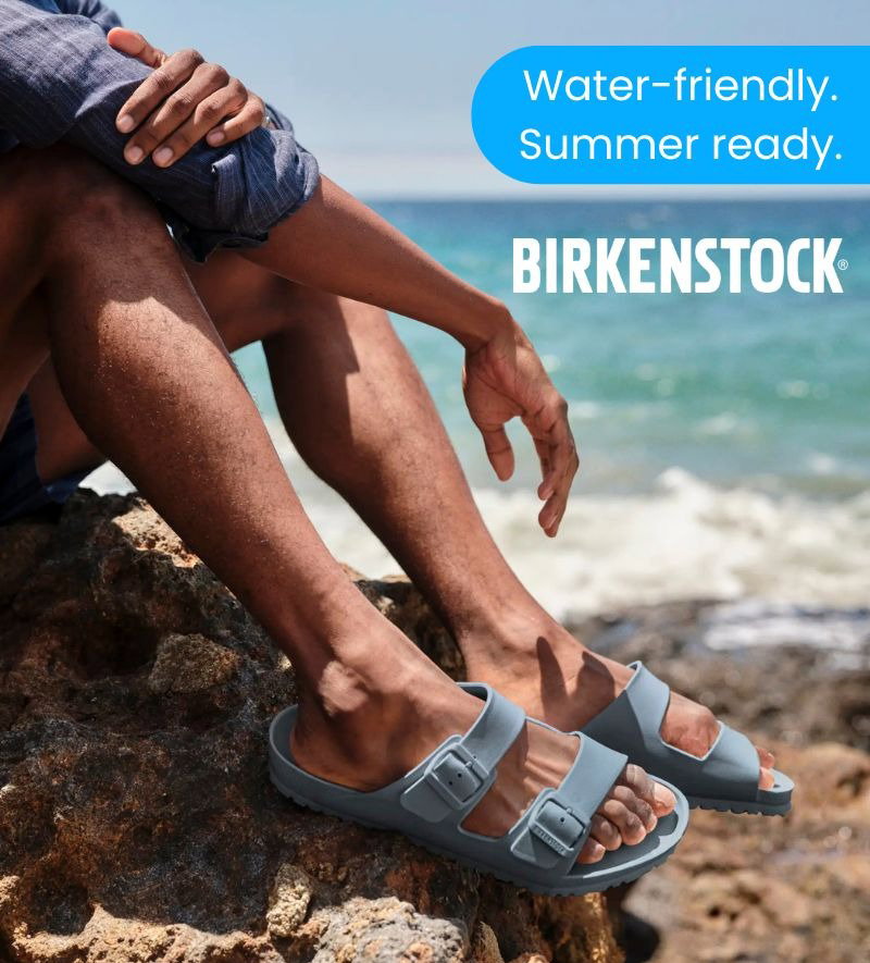 Lightweight & Water-Friendly. Birkenstock. Shop now button