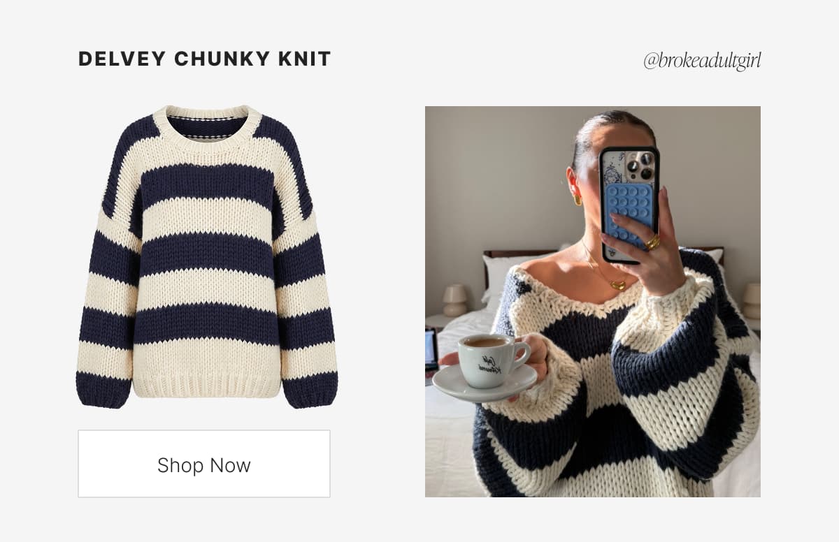 Delvey Navy Striped Chunky Knit Sweater