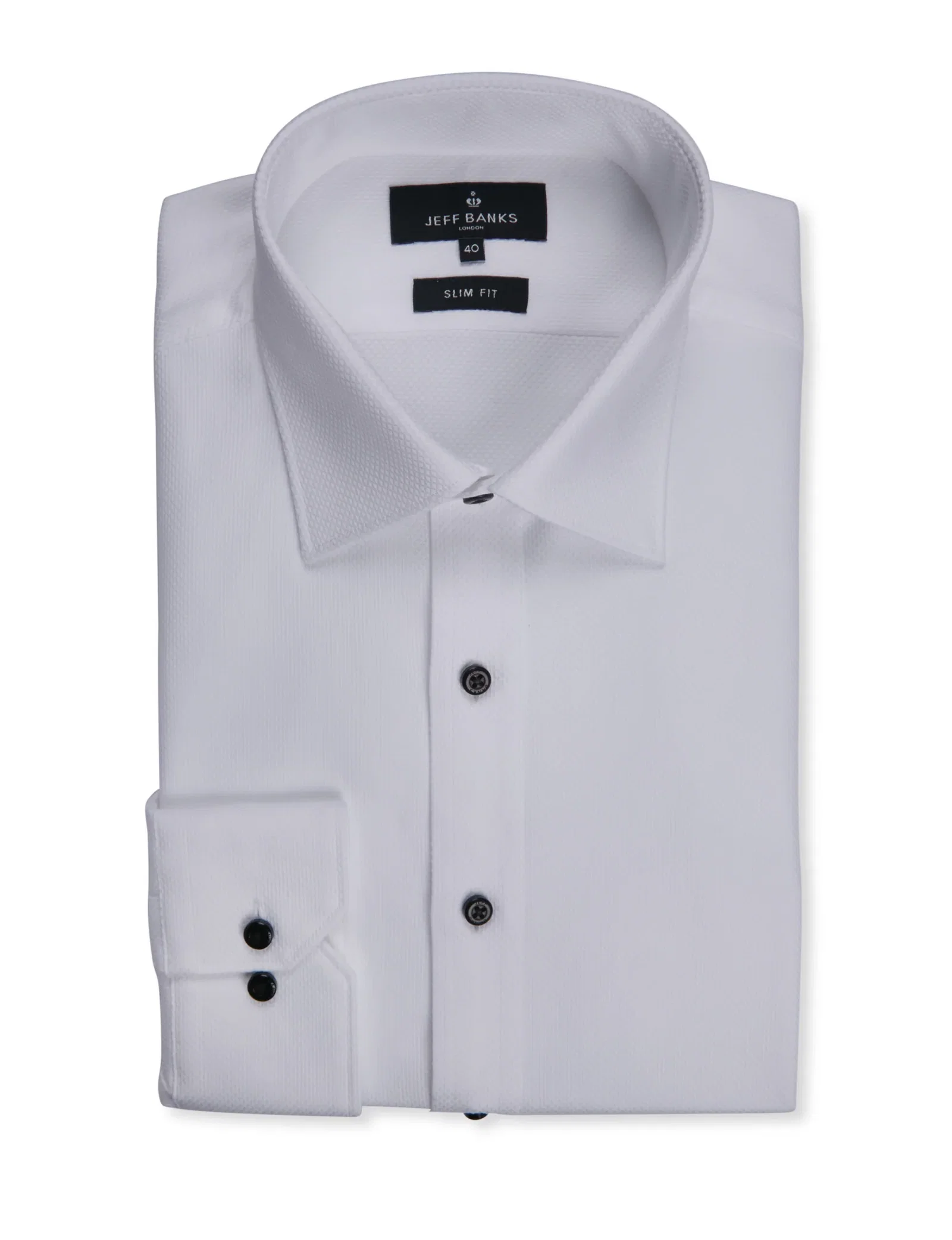 CANNES BLACK BUTTON DOBBY SLIM FIT SHIRT