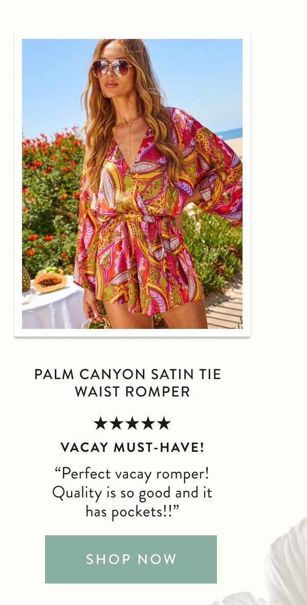 Palm Canyon Satin Tie Waist Romper