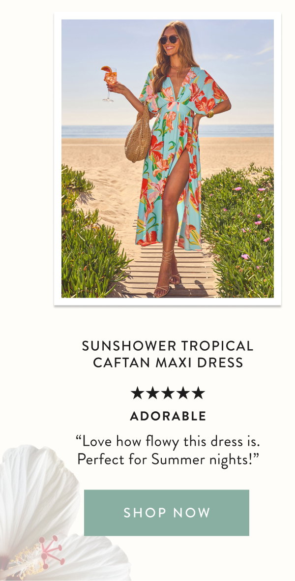 Sunshower Tropical Caftan Maxi Dress