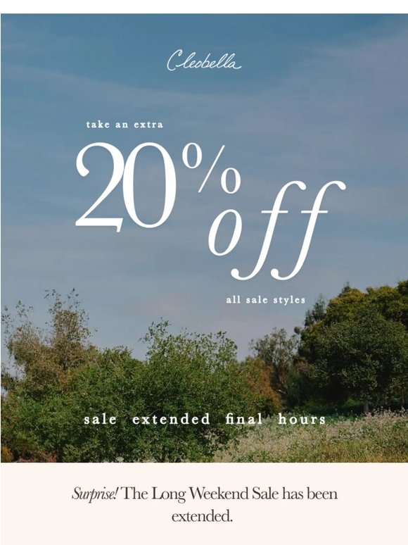 🎉 Extended: 20% off Archive Sale —