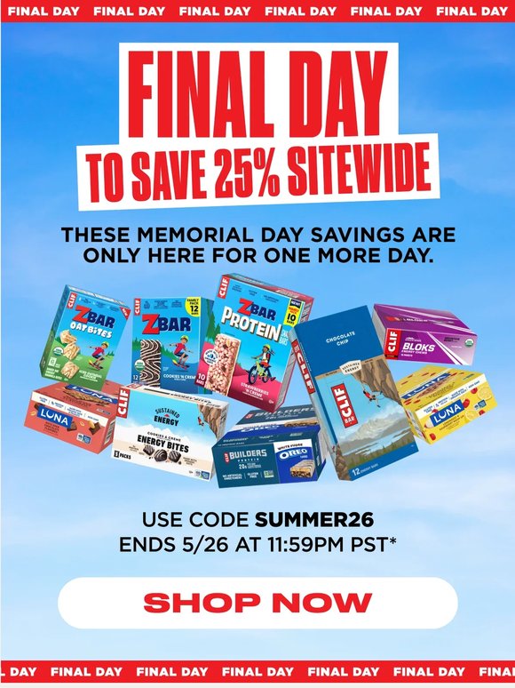 LAST DAY for 25% Off Sitewide