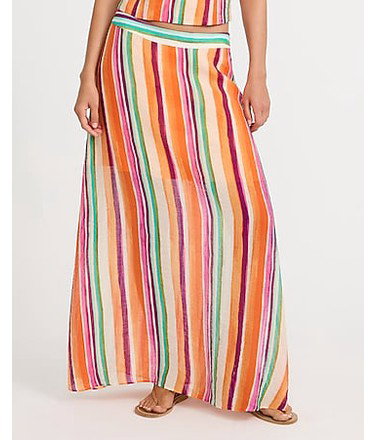Textured Striped High Waisted Sheer Maxi Skirt