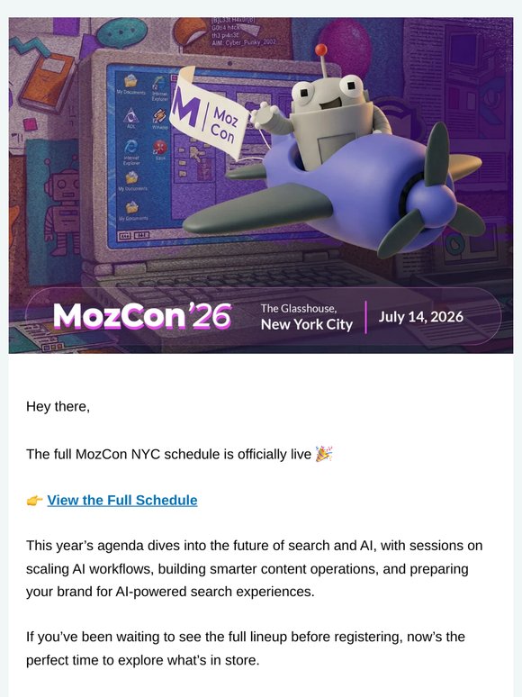 The full MozCon NYC schedule is here + a limited-time offer inside 🎁