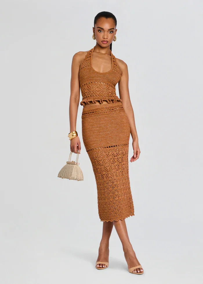 Image of  Leony Crochet Skirt - Metallic Rust