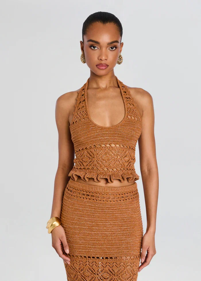 Image of  Laurine Crochet Top - Metallic Rust