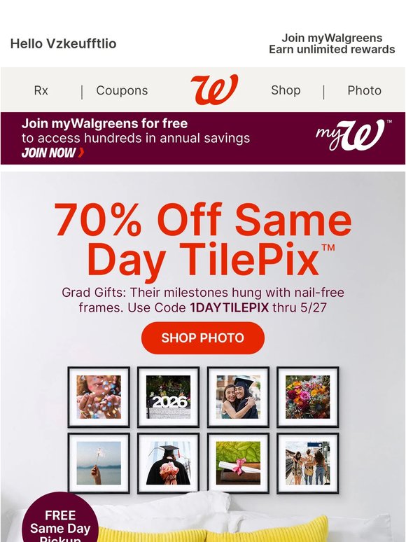 Capture the Cap & Gown: 70% Off Same Day TilePix + 60% Off Prints, Posters & Enlargements