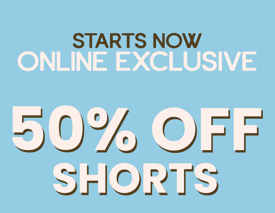 50% off shorts 