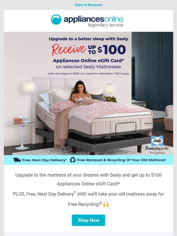 Sleep deeper, dream sweeter, with Sealy | eGift Card Offer*