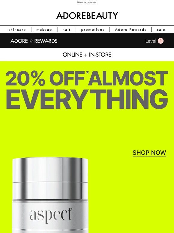 20% off the beauty you love most*