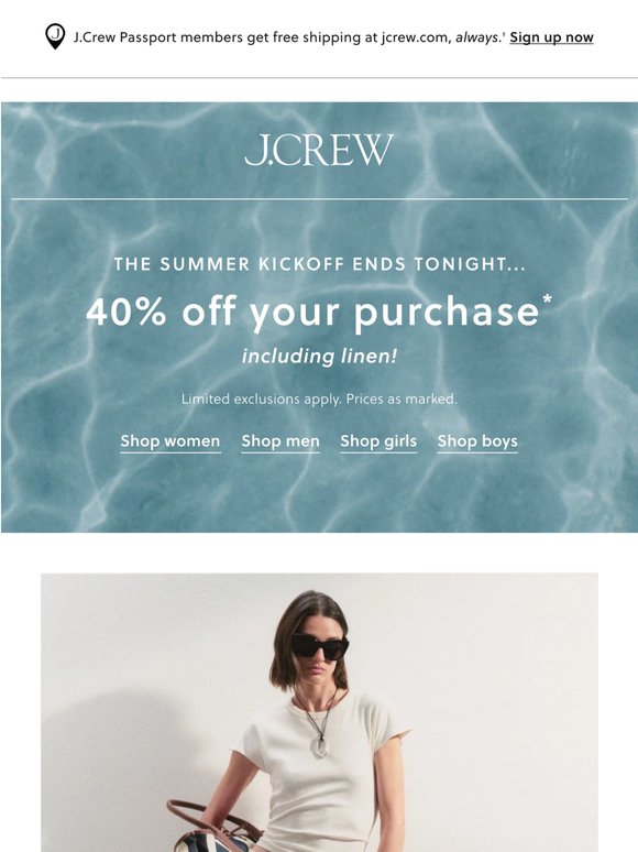40% off your purchase ends *tonight*