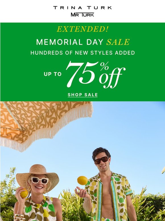 Extended! Up to 75% Off
