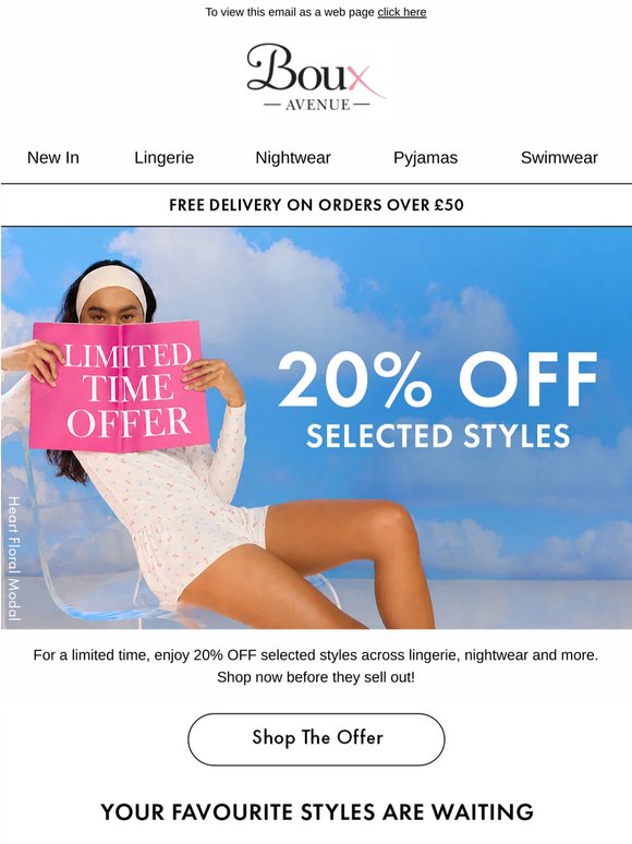Now on: 20% OFF selected lines