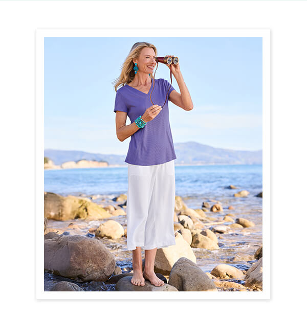 Waffle Knit V Neck SS Tee outfit