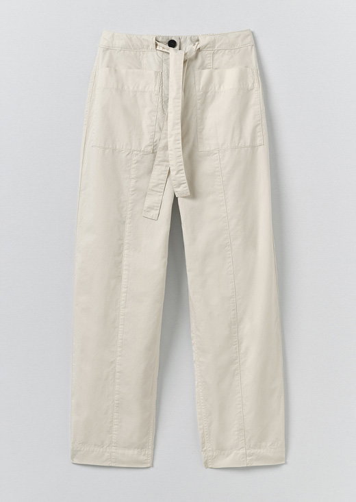 Cotton Twill Belted Trousers