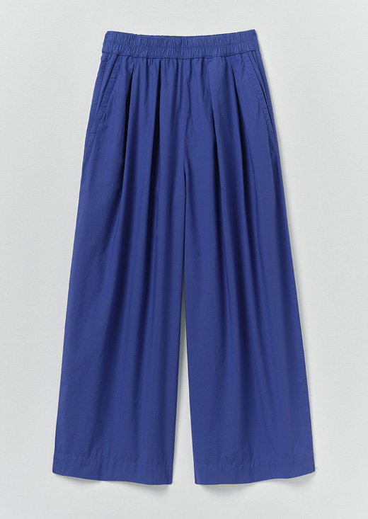 Pleated Pull On Cotton Poplin Trousers