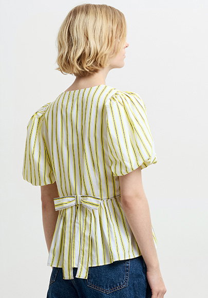 Cambria Cotton Striped Yellow Peplum Top