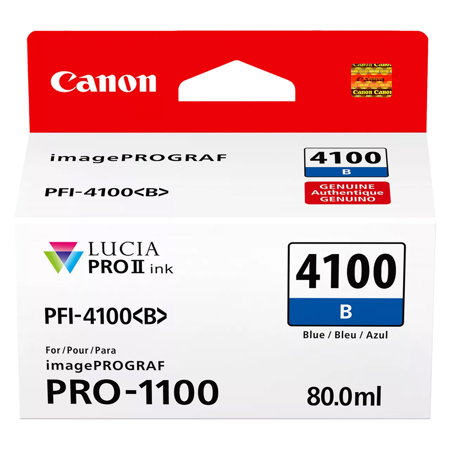 Canon PFI-4100 80ml Pigment Ink Tank for imagePROGRAF PRO-1100 Printer, Blue