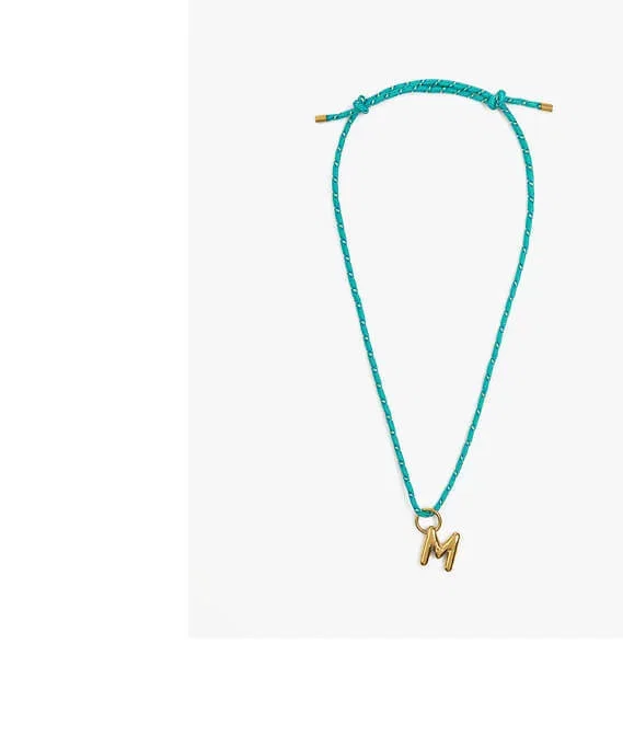 Necklace with adjustable drawstring with letter M - stainless steel