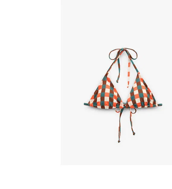 Bikini top printed with squares