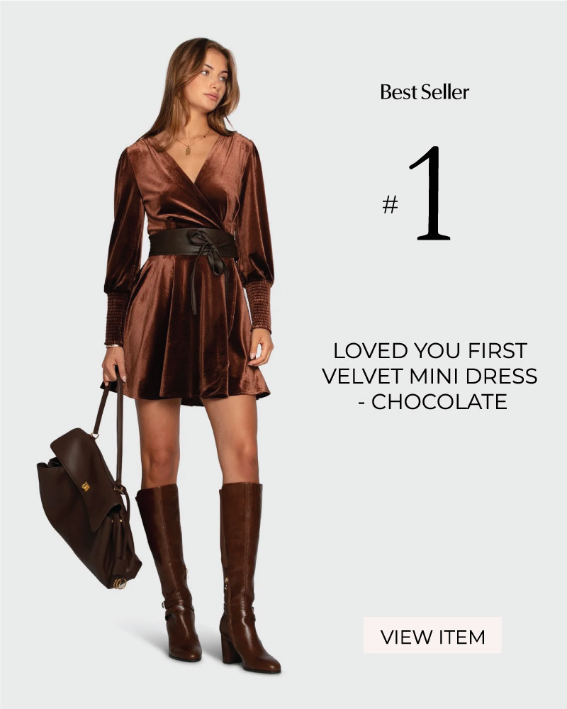 Loved You First Velvet Mini Dress - Chocolate
