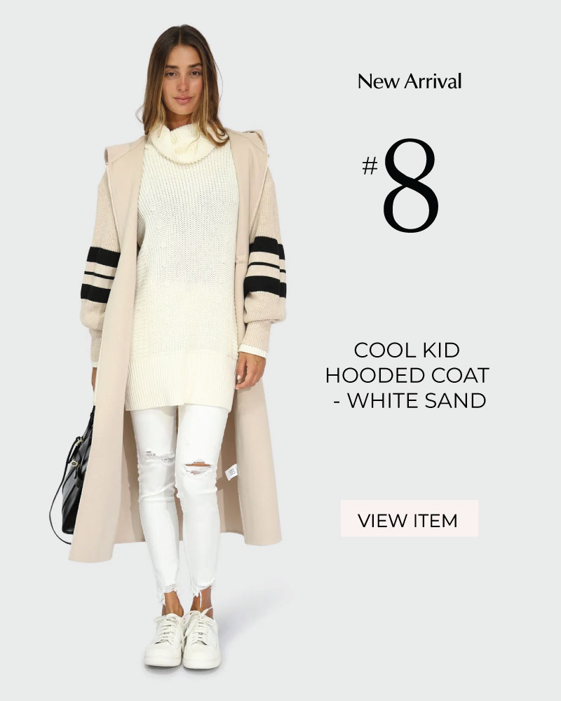 Cool Kid Hooded Coat - White Sand