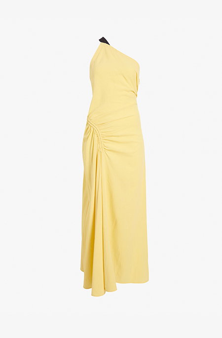Sirena Dress in Crinkle Linen Viscose in yellow