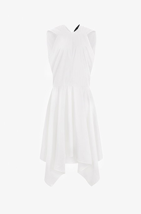 Sybella Dress in Classic Cotton Shirting in white