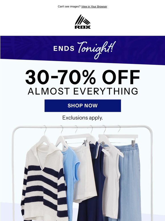 Last Call for 30-70% Off Summer Styles
