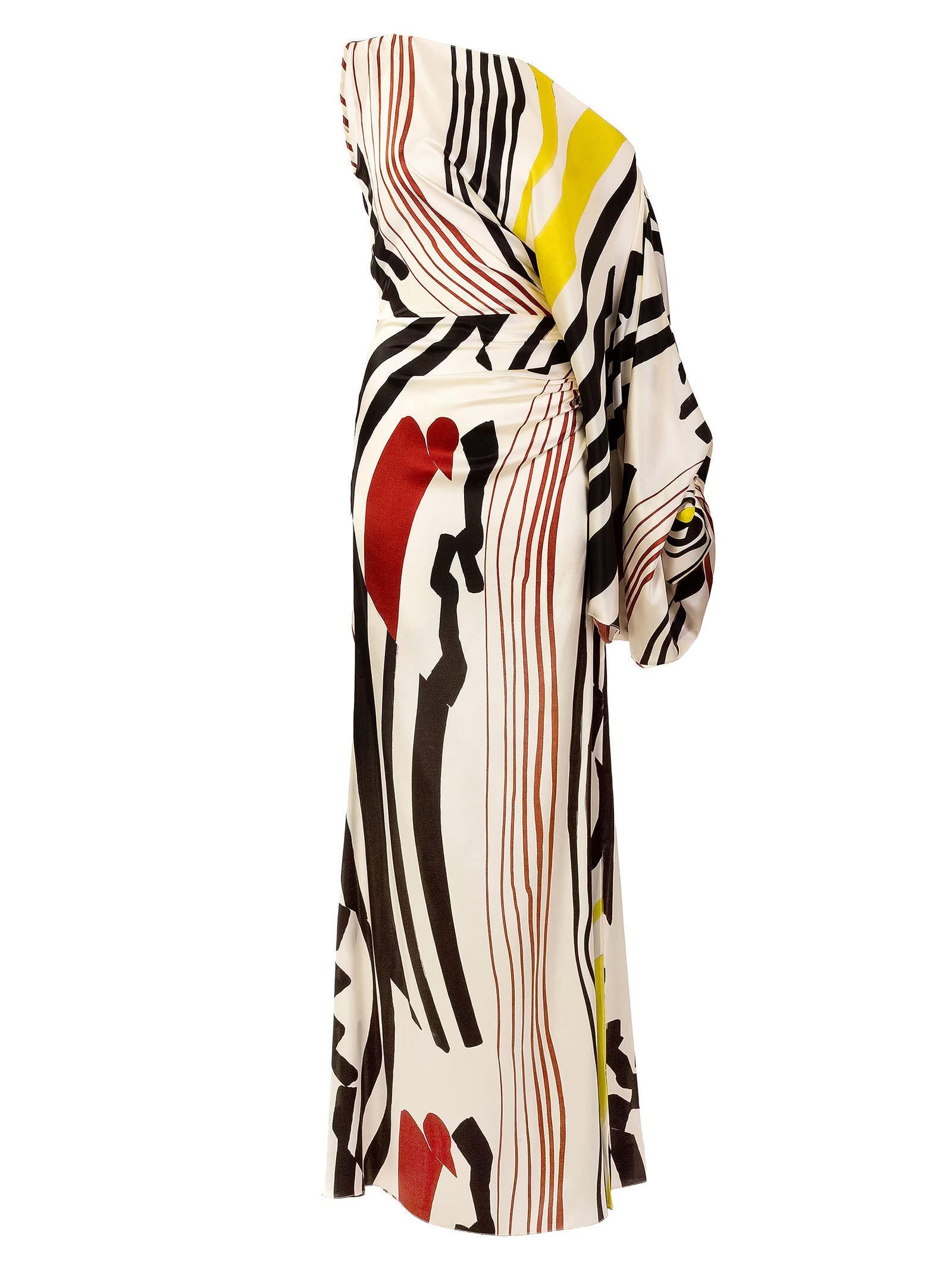 Silvia Tcherassi Dotty One-Shoulder Stretch-Silk Maxi Dress