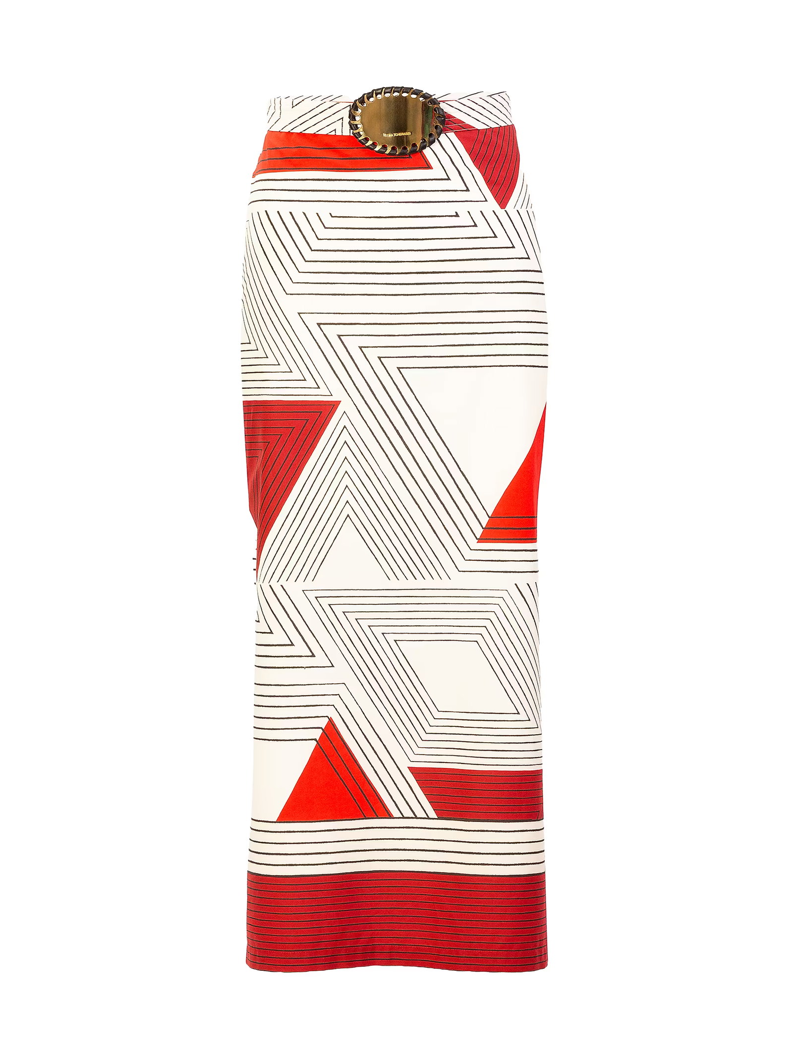 Silvia Tcherassi Atira Geometric Print Cotton Midi-Skirt