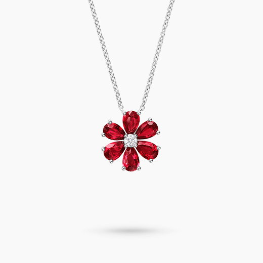 Forget-Me-Not Ruby and Diamond Pendant