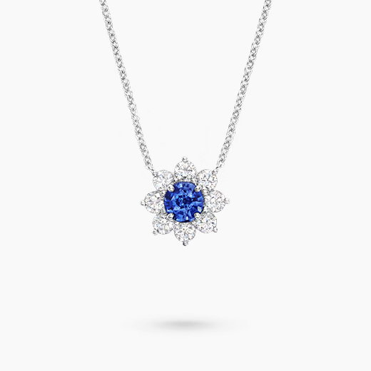 Sunflower Sapphire and Diamond Pendant